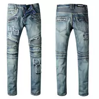balmain slim-fit biker jeans fashion patches blue